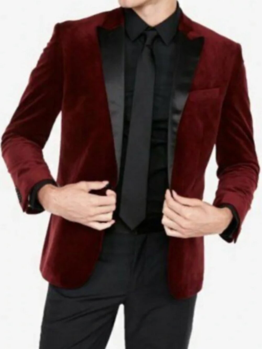 EUC Express Velvet Slim Single-Button Dinner Jacket, Tuxedo-Style - Men 44R